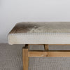 close up view of the Hide bench seat in cream and gray tones by Corcovado Design