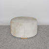 round hair on hide ottoman coffee table in grey and cream tones by corcovado designs