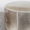 round hair on hide ottoman coffee table in grey and cream tones by corcovado designs