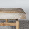 close up view of the  dark caramel hide bench from corcovado designs