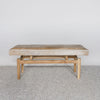 front view of the  dark caramel hide bench from corcovado designs