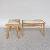 pair of two hide benches in caramel hide