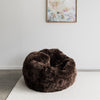 dark brown sheepskin beanbag chair