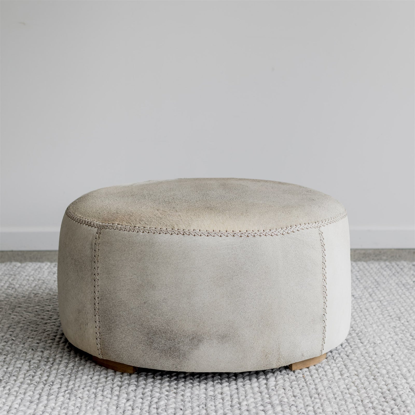 Round Hair on Hide Ottoman (XL) No.9