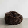 dark brown sheepskin beanbag chair