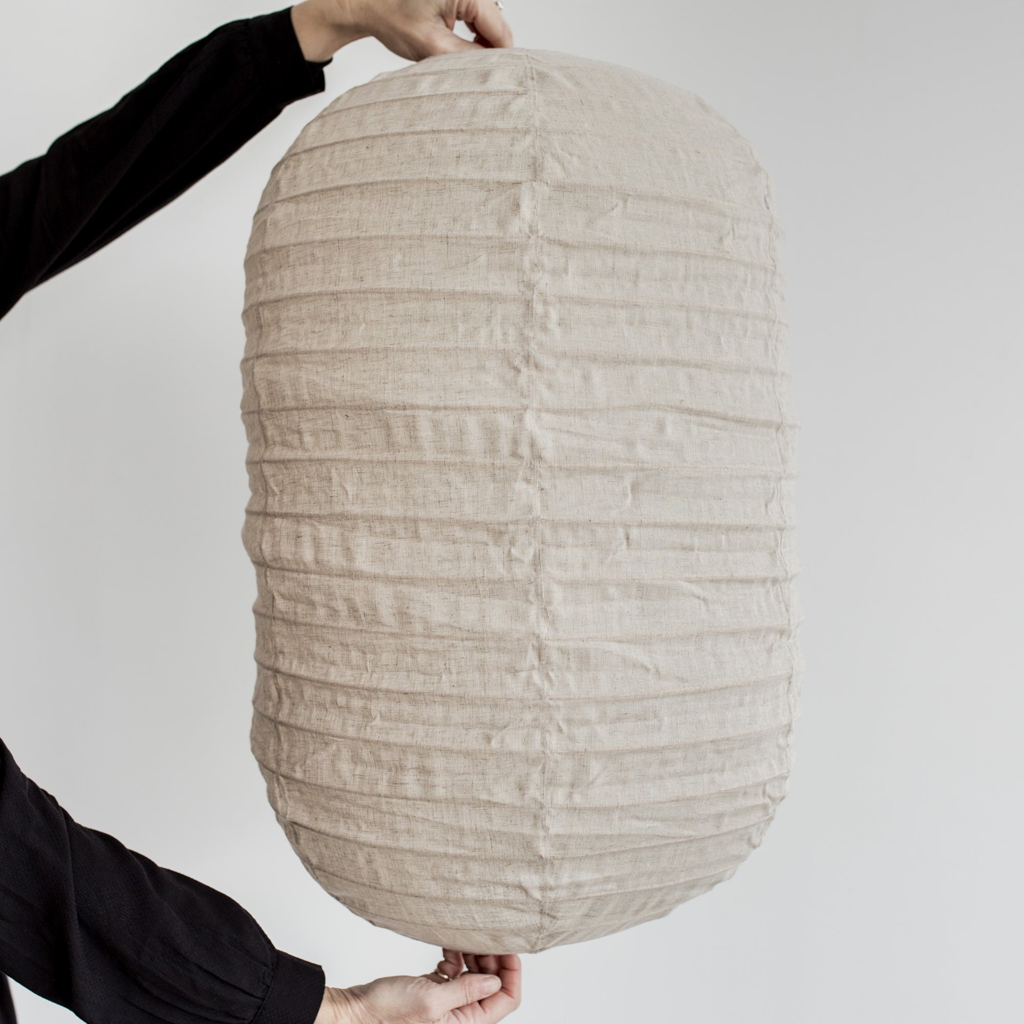 oblong shaped linen pendant light shade in natural